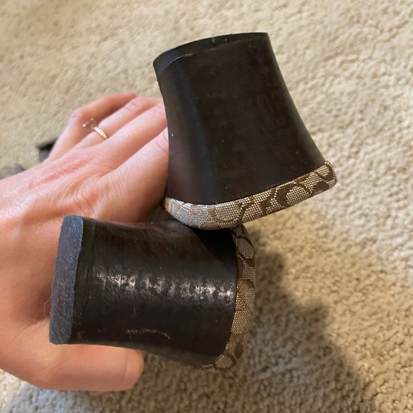 Authentic Vintage Coach Y2K square toe mule clog heels logo canvas - Picture 5 of 6